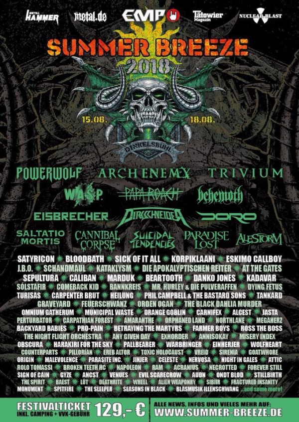 Trivium sind Headliner auf dem Summerbreeze!